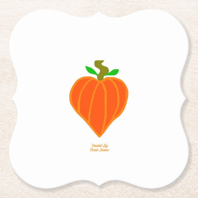 Pumpkin Heart Bracket Paper Coaster (Front)
