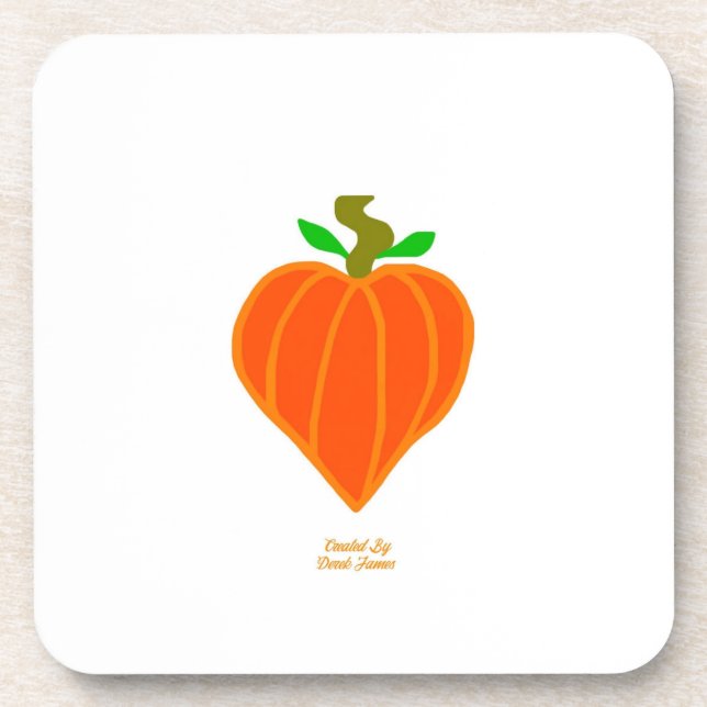Pumpkin Heart Hard Plastic Coaster (Front)