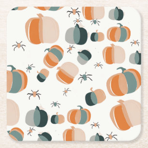 Pumpkin Helloween invitation Square Paper Coaster
