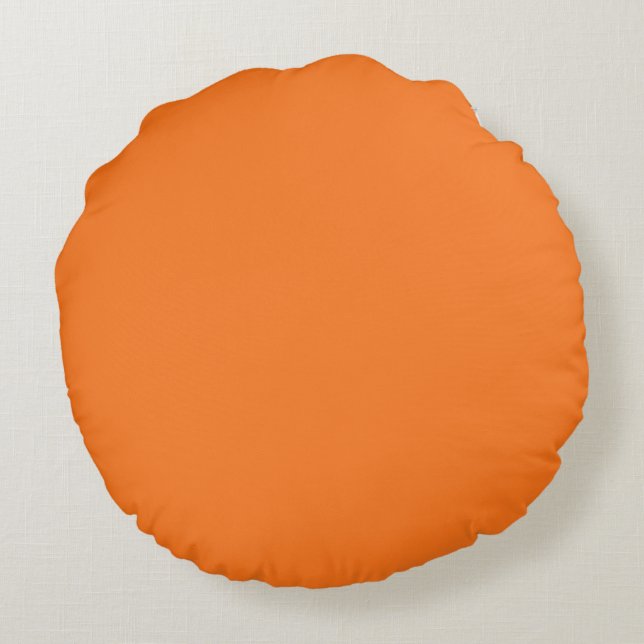 Pumpkin hex code FF7518 Round Pillow (Back)