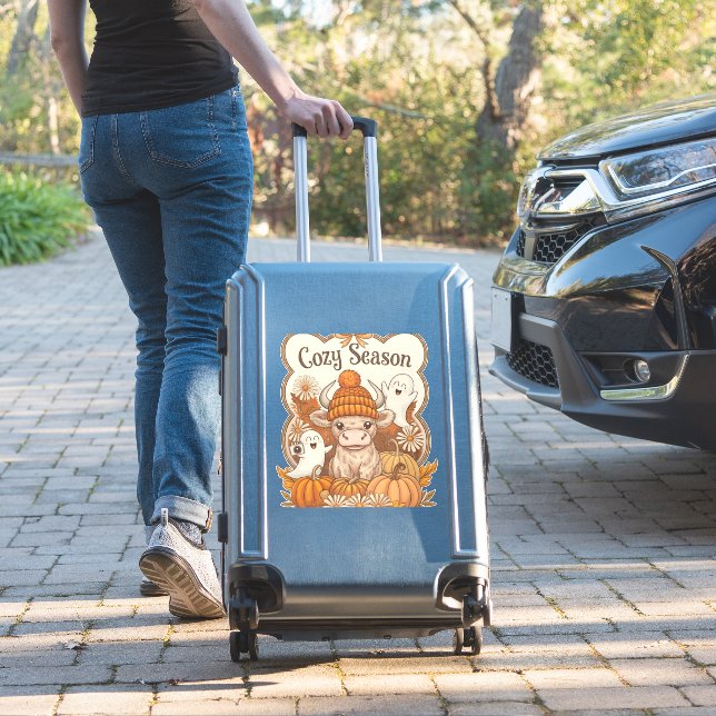 Pumpkin-highland Cow Ghost Halloween (Suitcase Insitu)