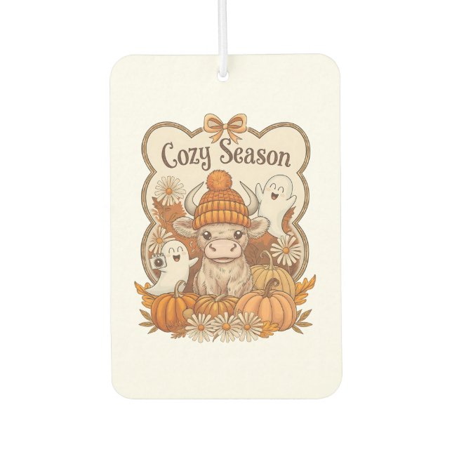 Pumpkin-highland Cow Ghost Halloween Air Freshener (Front)