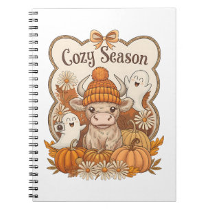 Pumpkin-highland Cow Ghost Halloween Notebook