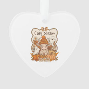 Pumpkin-highland Cow Ghost Halloween Ornament