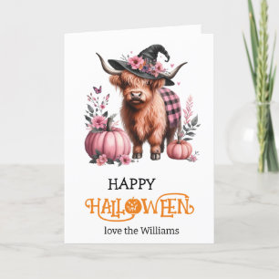 pumpkin highland halloween greeting card