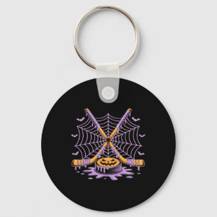 Pumpkin Hockey Halloween Ice Cream Drip Hockey T F Keychain