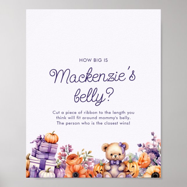 Pumpkin How Big is Mommy's Belly Baby Shower Sign (Front)