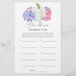 Pumpkin - How old was the bride to be game