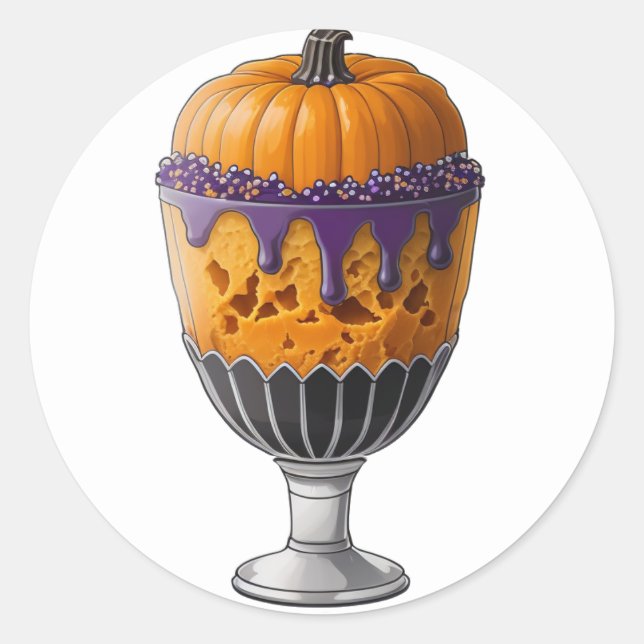 Pumpkin Ice cream with sprinkles Classic Round Sticker (Front)