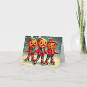Pumpkin Ice Skating Card