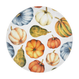 Pumpkin Illustration: Seamless Watercolor Pattern Cutting Board