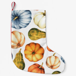 Pumpkin Illustration: Seamless Watercolor Pattern Small Christmas Stocking