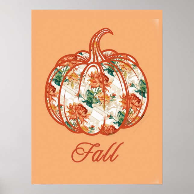 Pumpkin in a Chrysanthemum Pattern Poster (Front)