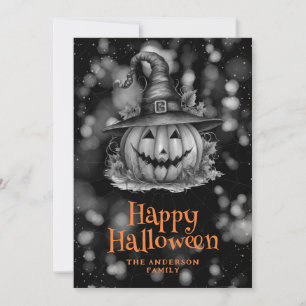 Pumpkin In a Hat Spooky Halloween Card