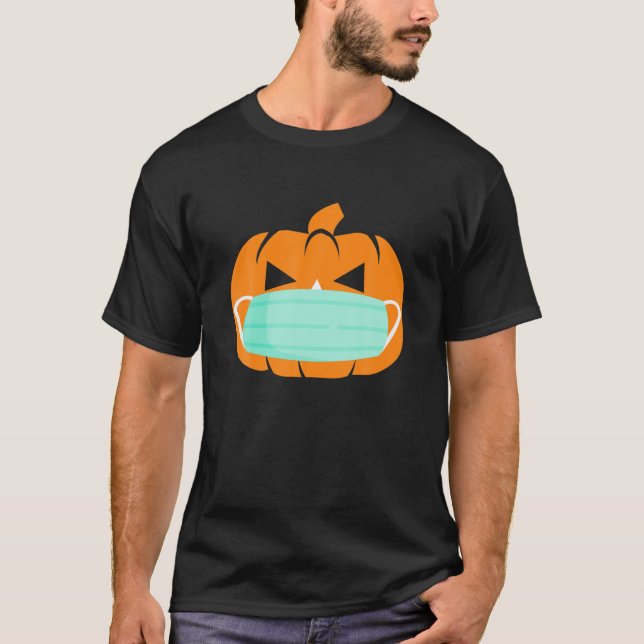 Pumpkin In Mask Boo Sheet Funny Ghost T-Shirt (Front)