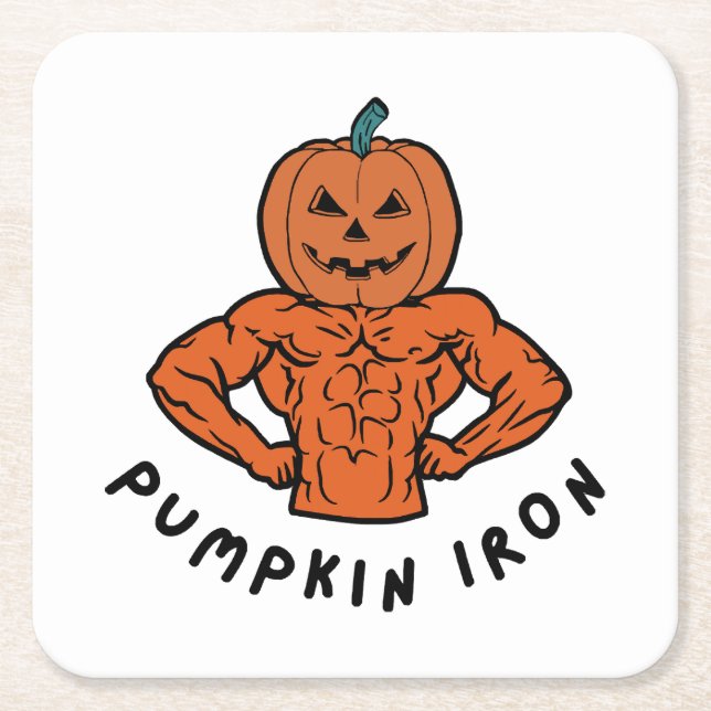 Pumpkin Iron  Square Paper Coaster (Front)