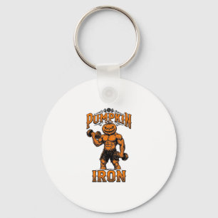 Pumpkin Iron Vintage Bodybuilder Halloween Design_ Keychain