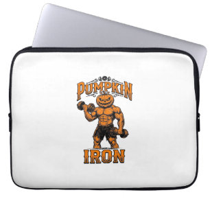 Pumpkin Iron Vintage Bodybuilder Halloween Design_ Laptop Sleeve