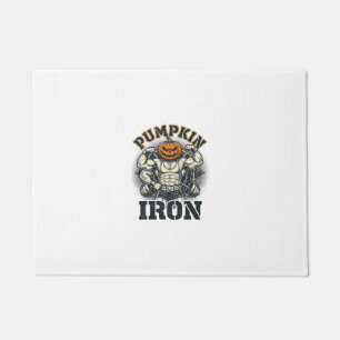 Pumpkin Iron Vintage Bodybuilding Halloween Design Doormat