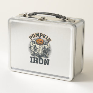 Pumpkin Iron Vintage Bodybuilding Halloween Design Metal Lunch Box