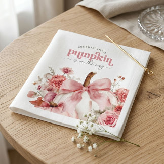 Pumpkin Is On The Way Pink Pumpkin Baby Shower  Napkin