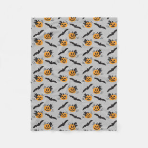 Pumpkin Jack O Lantern Bat Pattern Halloween Fleece Blanket