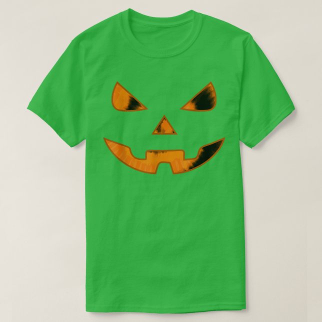 Pumpkin Jack O' Lantern Face, Evil Smile, Hallowee T-Shirt (Design Front)