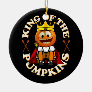 Pumpkin Jack O Lantern Funny Halloween King of the Ceramic Ornament