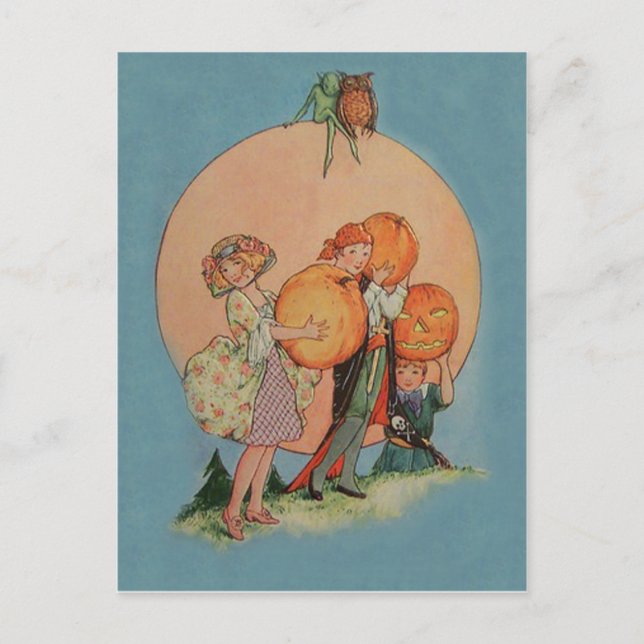 Pumpkin Jack O Lantern Goblin Owl Pirate Postcard (Front)