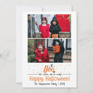 pumpkin jack-o-lantern Halloween 2 Family Photo Holiday Card