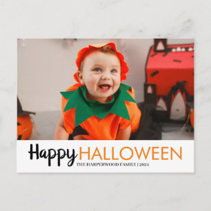 pumpkin jack-o-lantern Halloween Family One Photo Holiday Postcard
