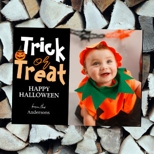 pumpkin jack-o-lantern Halloween Family One Photo Holiday Postcard