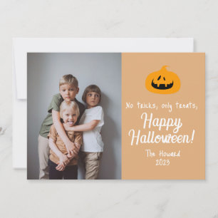pumpkin jack-o-lantern Happy Halloween Photo Holiday Card