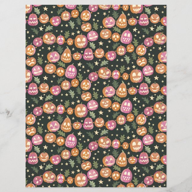 Pumpkin Jack-o'-lantern Parade Scrapbook Paper (Front)