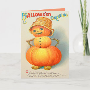 Pumpkin Jack O' Lantern Snowman Card