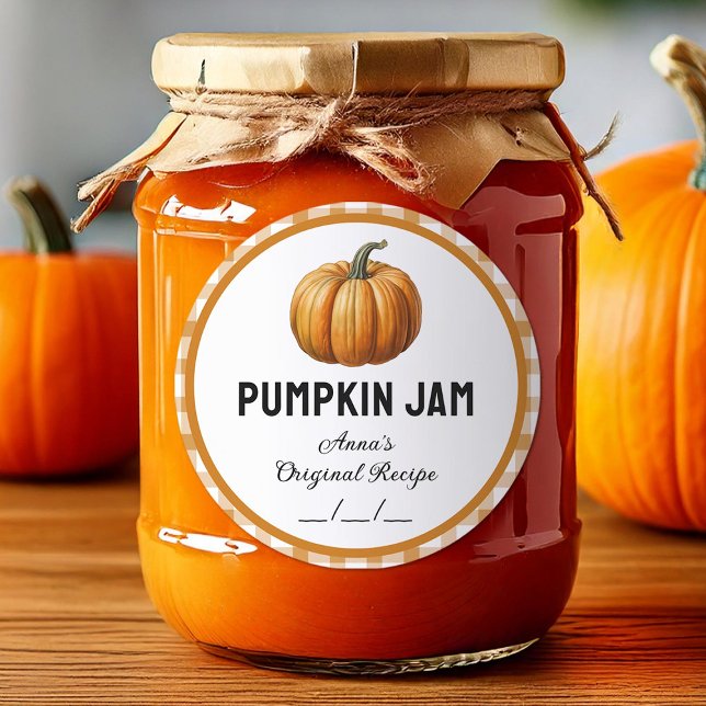 Pumpkin jam with chequered pattern label (Creator Uploaded)