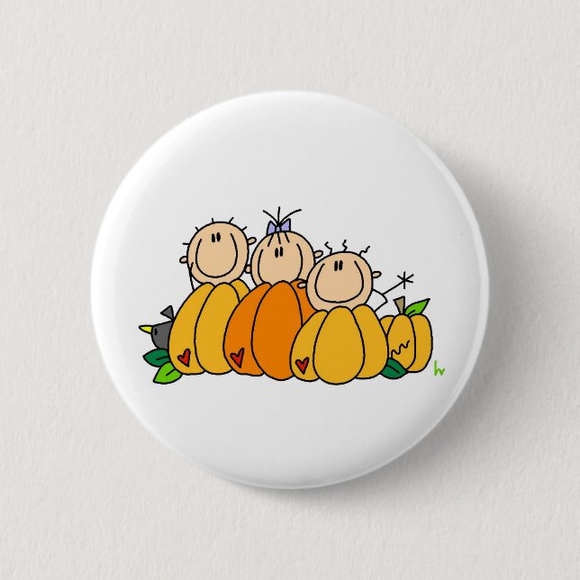 Pumpkin Kids 2 Inch Round Button (Front)