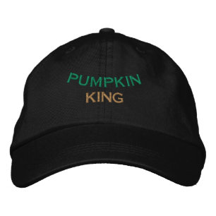 PUMPKIN KING Text Spooky Season Holiday-Hat Black  Embroidered Hat