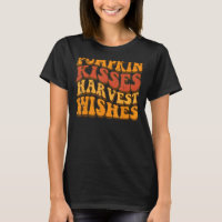 Pumpkin Kiss Harvest Wishes Retro Groovy Thanksgiv
