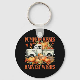 Pumpkin Kisses And Harvest Wishes Farm Truck Thank Keychain