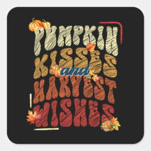 Pumpkin Kisses and Harvest Wishes Square Sticker