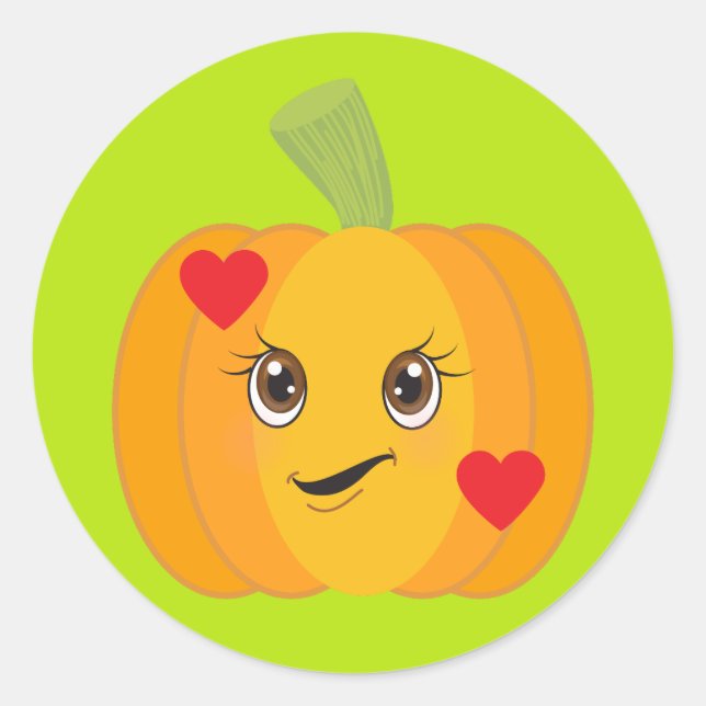 Pumpkin Kisses Classic Round Sticker (Front)