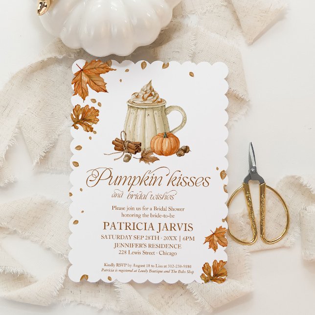 Pumpkin Kisses Fall QR Code Bridal Shower Invitation (Creator Uploaded)
