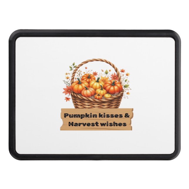 Pumpkin Kisses & Harvest Wishes Fall Design Oversi Trailer Hitch Cover (Front)