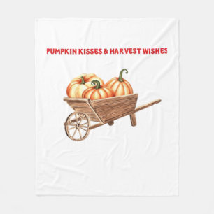 Pumpkin Kisses & Harvest Wishes Oversized T-Shirt. Fleece Blanket