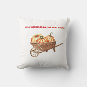 Pumpkin Kisses & Harvest Wishes Oversized T-Shirt. Throw Pillow