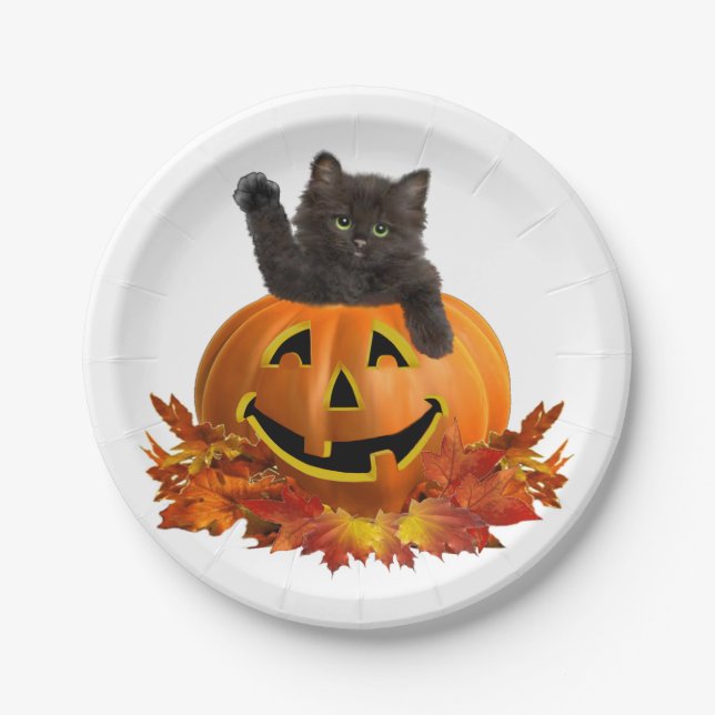 Pumpkin Kitty Paper Plate (Front)