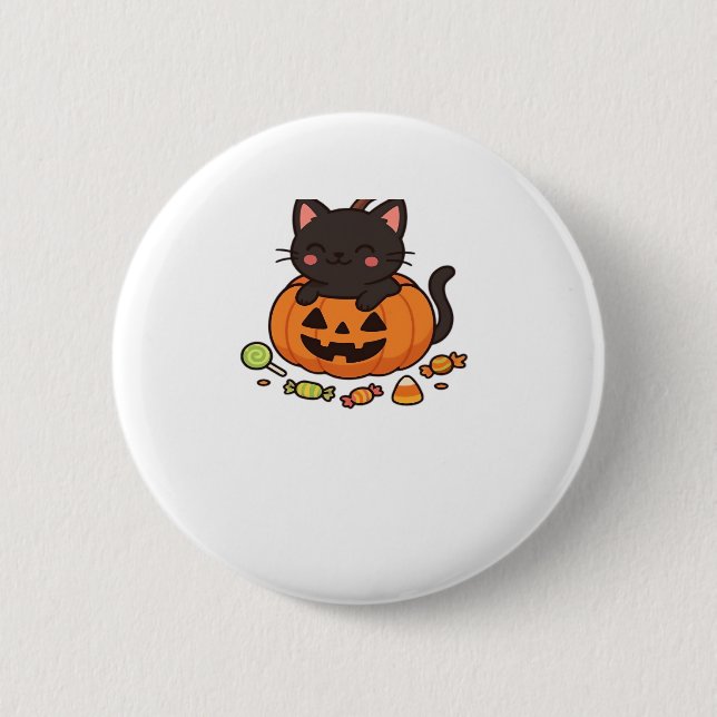 Pumpkin Kitty Parade Essential T-Shirt 2 Inch Round Button (Front)