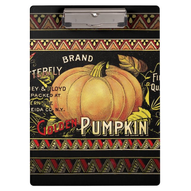 Pumpkin Label Antique Butterfly Brand Clipboard (Front)