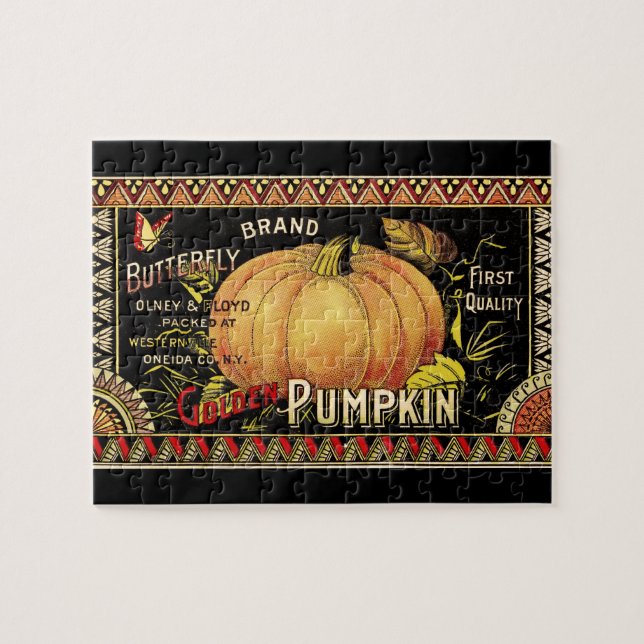 Pumpkin Label Antique Butterfly Brand Jigsaw Puzzle (Horizontal)